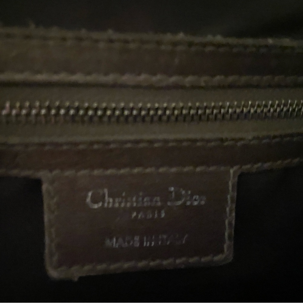 ✨SOLD✨Christian Dior Panarea Cloth Quilt Metallic Gray Tote Bag Silver Hardware - Picture 9 of 16